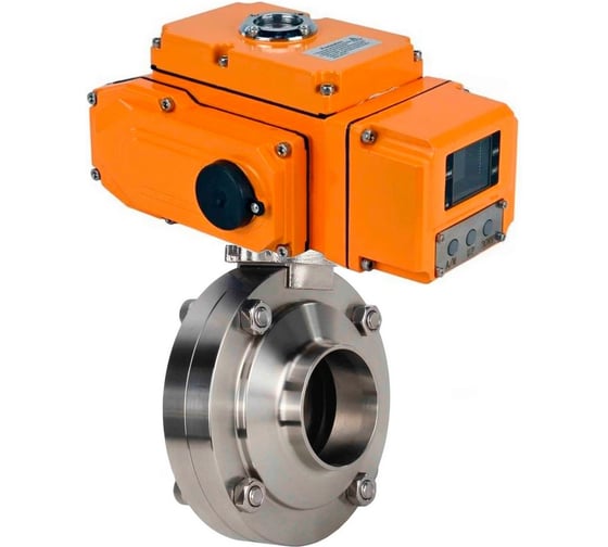 Затвор дисковый DN.ru 304-304-Sil-2W-W-H Ду80 Ру10 под приварку, пищевая нерж. сталь, эл.привод QT-005-220В-0-10В-HARK D050-89291 1