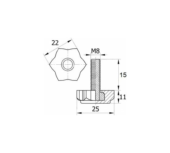 Регулируемая опора IVK group 22М8-15ЧН