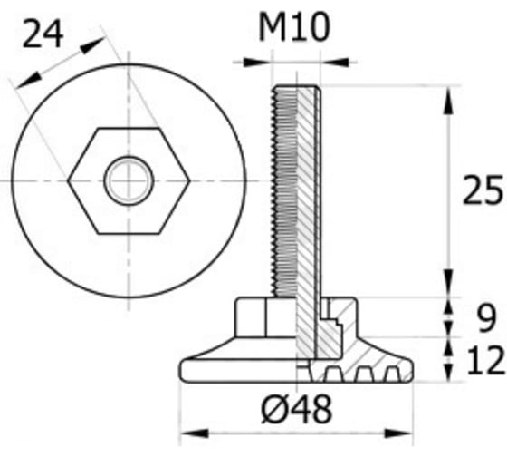 Регулируемая опора IVK group 48М10-25ЧН