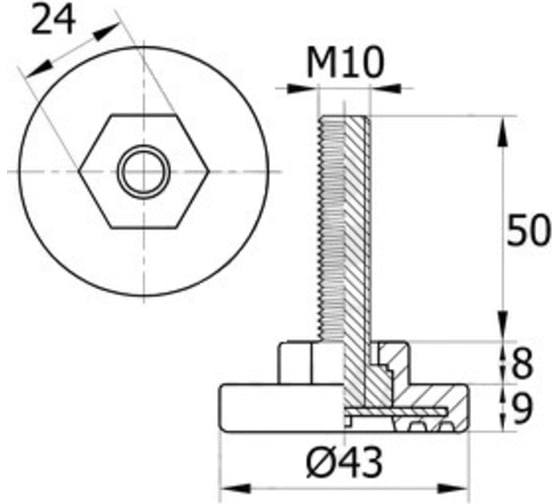 Регулируемая опора IVK group 43М10-50ЧН