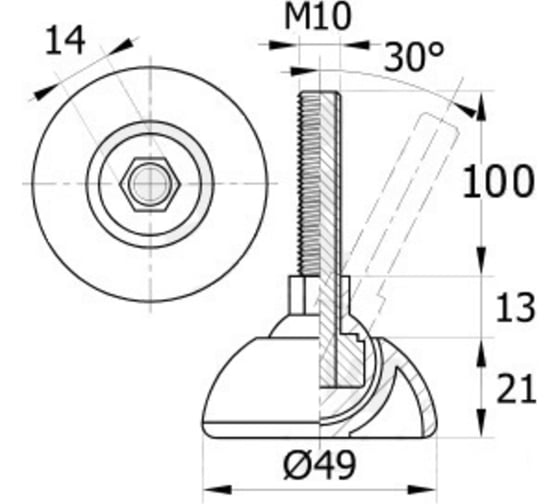 Регулируемая опора IVK group 49М10-100ЧН