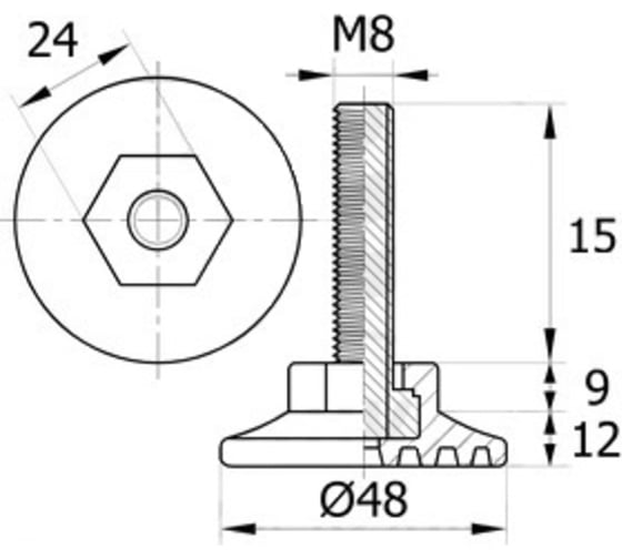 Регулируемая опора IVK group 48М8-15ЧН