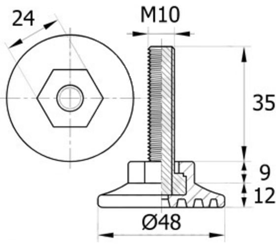 Регулируемая опора IVK group 48М10-35ЧН