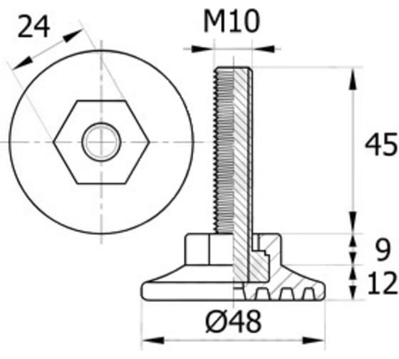 Регулируемая опора IVK group 48М10-45ЧН