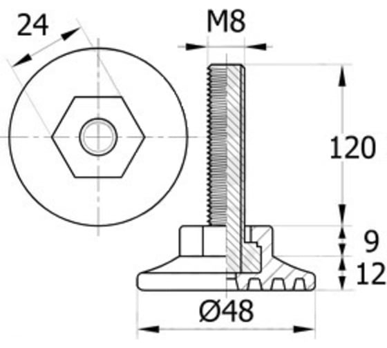 Регулируемая опора IVK group 48М8-120ЧН