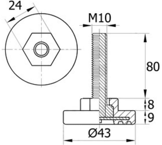 Регулируемая опора IVK group 43М10-80ЧН