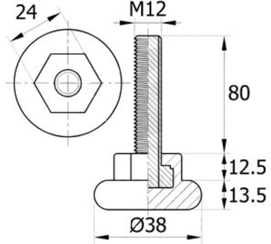 Регулируемая опора IVK group 38М12-80ЧН