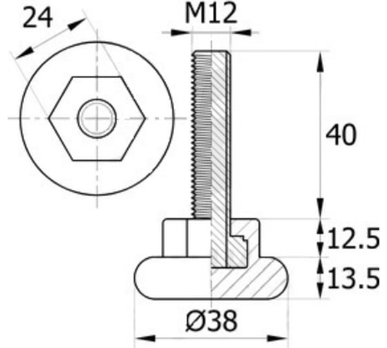Регулируемая опора IVK group 38М12-40ЧН
