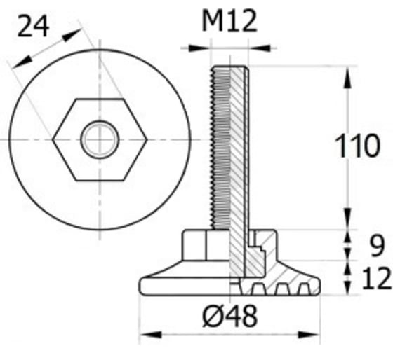 Регулируемая опора IVK group 48М12-110ЧН