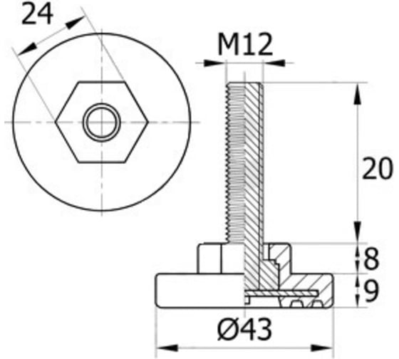 Регулируемая опора IVK group 43М12-20ЧН