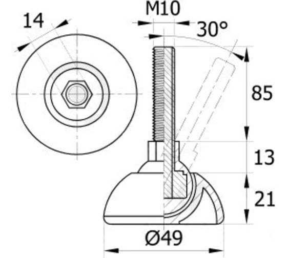 Регулируемая опора IVK group 49М10-85ЧН