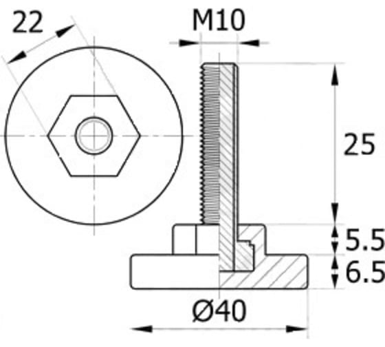 Регулируемая опора IVK group 40М10-25ЧН