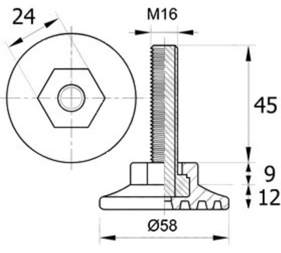 Регулируемая опора IVK group 58М16-45ЧН