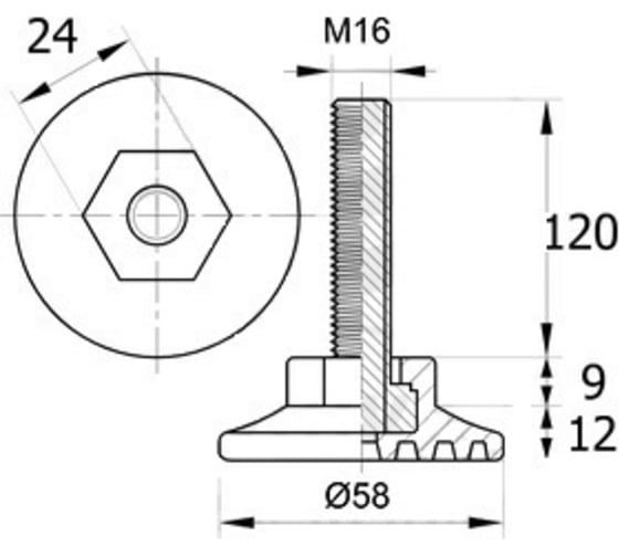 Регулируемая опора IVK group 58М16-120ЧН