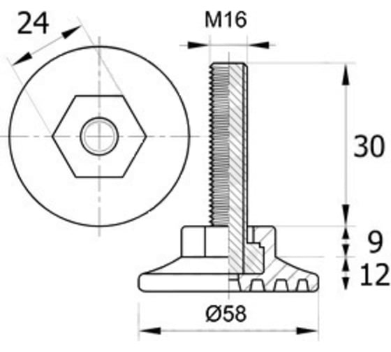 Регулируемая опора IVK group 58М16-30ЧН