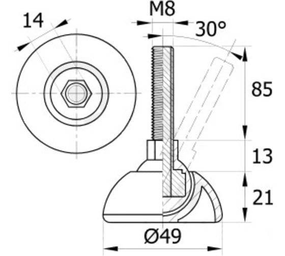 Регулируемая опора IVK group 49М8-85ЧН