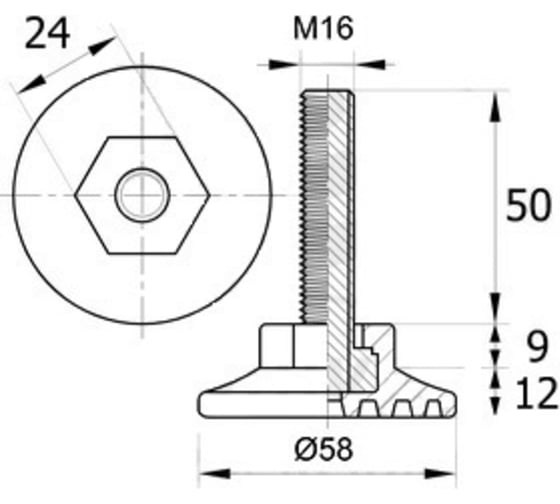 Регулируемая опора IVK group 58М16-50ЧН