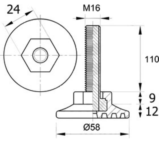 Регулируемая опора IVK group 58М16-110ЧН