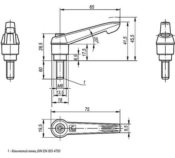 Зажимной рычаг KIPP K0270.2081X60