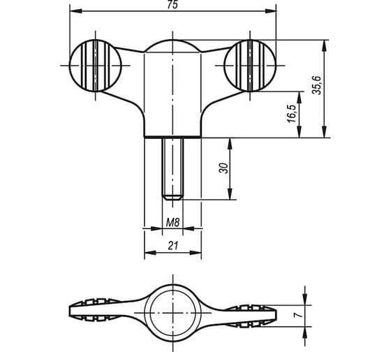 Ручка-барашек KIPP K0274.0208X30