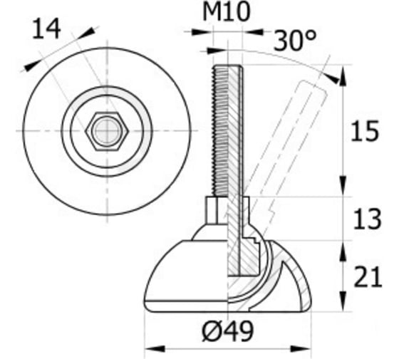 Регулируемая опора IVK group 49М10-15ЧН