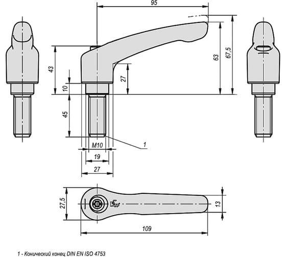 Зажимной рычаг KIPP K0752.4101x45