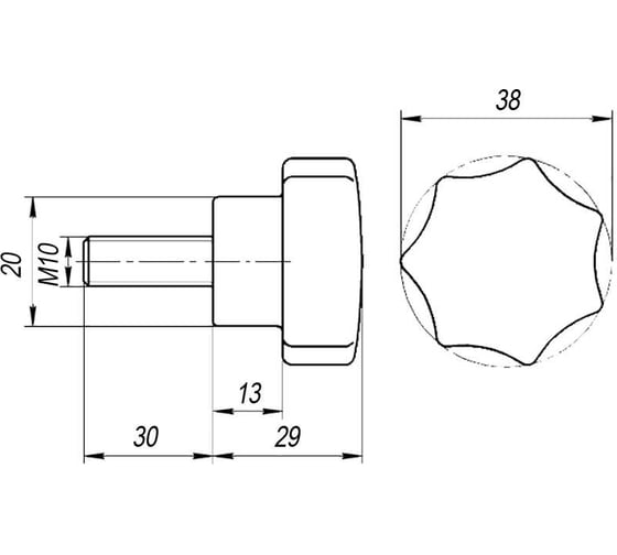 Звездообразная ручка EMES с наружной резьбой BKC401030