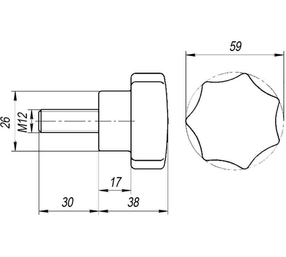Звездообразная ручка EMES с наружной резьбой BKC631230