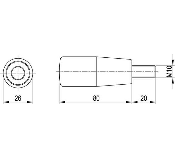 Конусная ручка с наружной резьбой EMES BSC261020