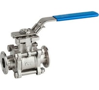 Трехсоставной шаровой кран TITAN LOCK из нержавеющей стали (AISI 304) типа "clamp-clamp", 1 1/2" TL150TPBVSS-CL