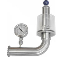 Шпунт-аппарат с манометром (левый) TITAN LOCK до 2,2 бар, под Clamp DN20 нерж. 304 TL20TGMLPG-CL