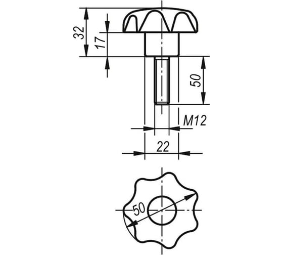 Звездообразная рукоятка KIPP K0155.412X50