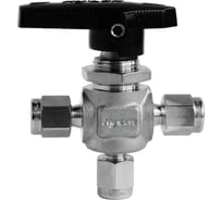 Шаровой кран Hy-Lok 112 серии из нержавеющей стали SS 316, трехходовой, 8мм - 8мм B2V-3-H-8M