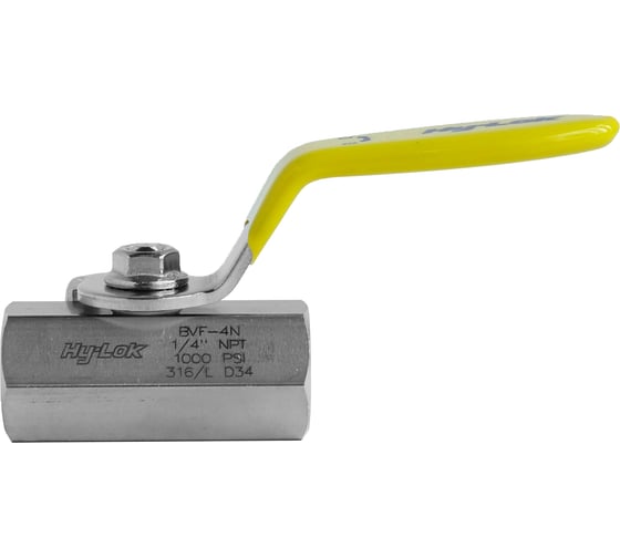 Шаровой кран Hy-Lok 110 серии из нержавеющей стали SS 316, NPT 1/4" внутр. - NPT 1/4" внутр., уплотнение peek, с желтой рукояткой BV-F-4N-PK-YH 1