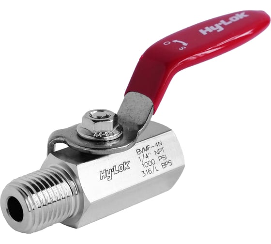 Шаровой кран Hy-Lok 110 серии из нержавеющей стали SS 316, NPT 1/4" наруж. - NPT 1/4" внутр BV-MF-4N-PK 1