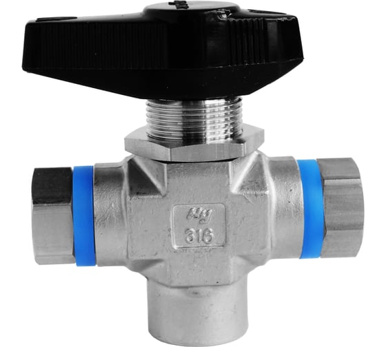 Шаровой кран Hy-Lok t серии из нержавеющей стали SS 316, трехходовой, NPT 1/4" внутр. - NPT 1/4" внутр TH3-F-4N
