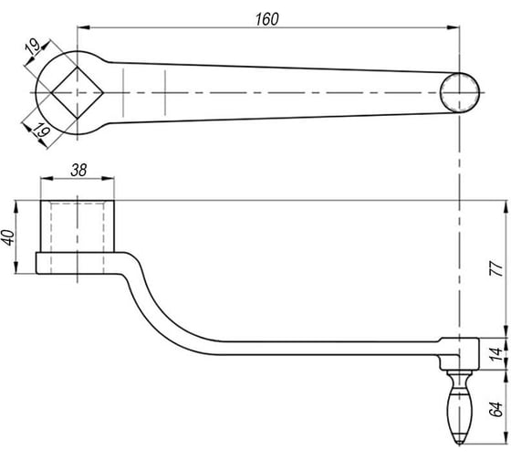 Кривошипная изогнутая рукоятка EMES DK16019X19