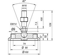 Шарнирная опора Алтервиа M16x100 до 900 кг (под крепёж) A00022.1110016100