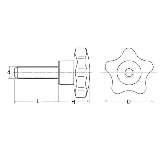 Рукоятка WOODWORK с наружной резьбой M8 d=40 l=15, 10 шт. 993.08.15