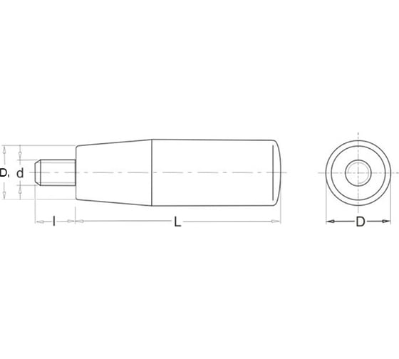 Рукоятка WOODWORK конусная, с наружной резьбой M10 l=80, 10 шт. 996.10.80