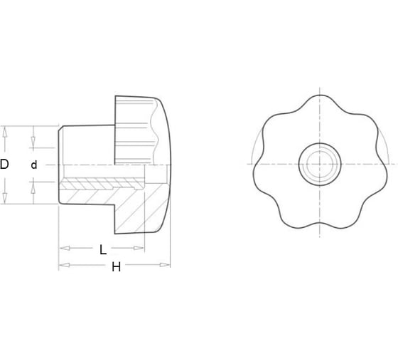 Рукоятка WOODWORK с внутренней резьбой M12 d=63, 10 шт. 992.12.63