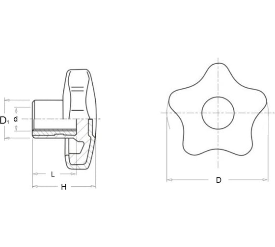 Рукоятка WOODWORK с внутренней резьбой M12 d=63, 10 шт. 994.12.63