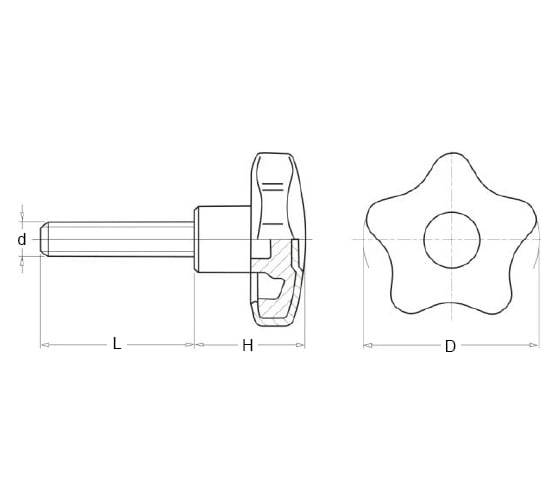 Рукоятка WOODWORK с наружной резьбой M12 d=63 l=40, 10 шт. 995.12.40
