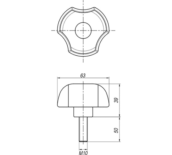 Треугольная ручка с наружной резьбой EMES PYCT631050