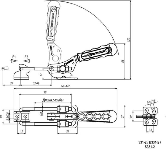 Натяжная защелка KUKAMET, усилие 205 кг 331-2