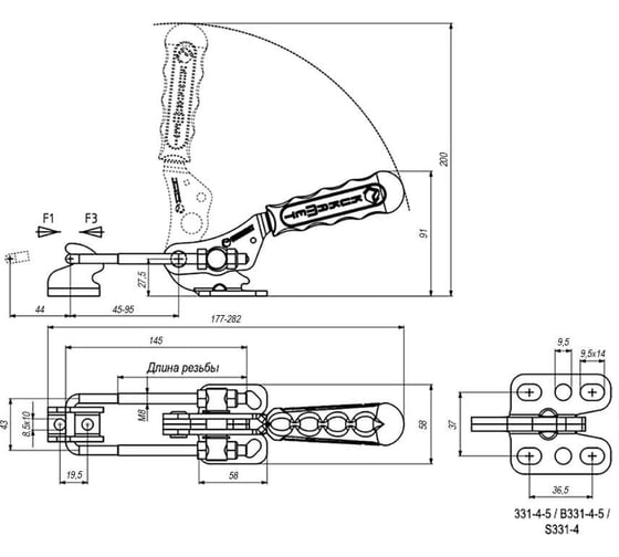Натяжная защелка KUKAMET, усилие 815 кг 331-4