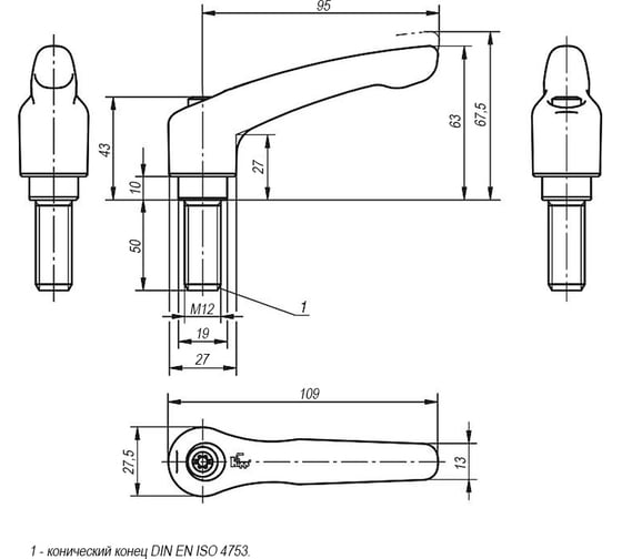 Зажимной рычаг KIPP K0122.4121X50
