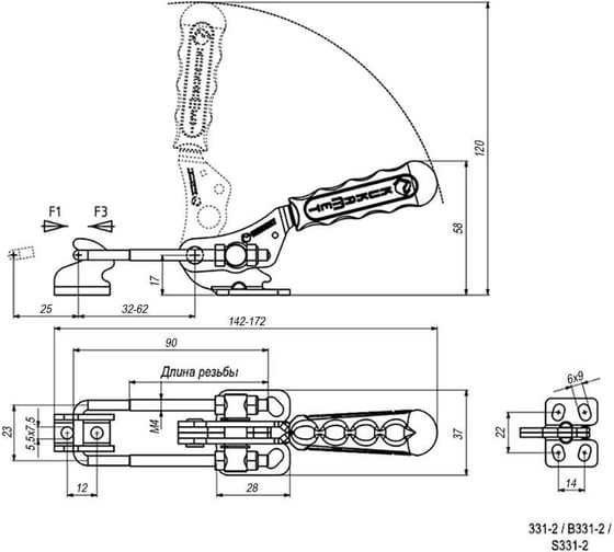 Натяжная защелка KUKAMET из нерж. стали, усилие 145 кг S331-2