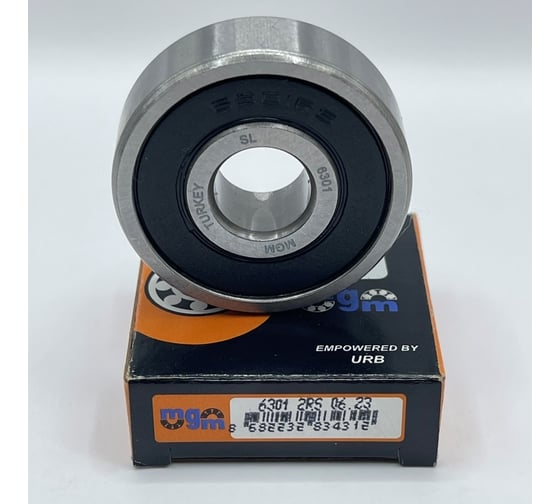 Радиальный шарикоподшипник MGM 6301 2RS сепаратор из листовой стали, двусторонние контактные уплотнения, 12x37x12 мм