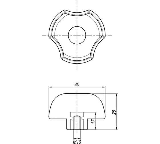 Треугольная ручка с резьбовой втулкой EMES  PYBT4010